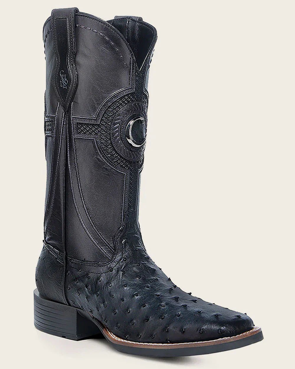 Ostrich boots at Teres Western Wear in Dallas, TX — Cuadra CU662 black full-quill ostrich square toe boot