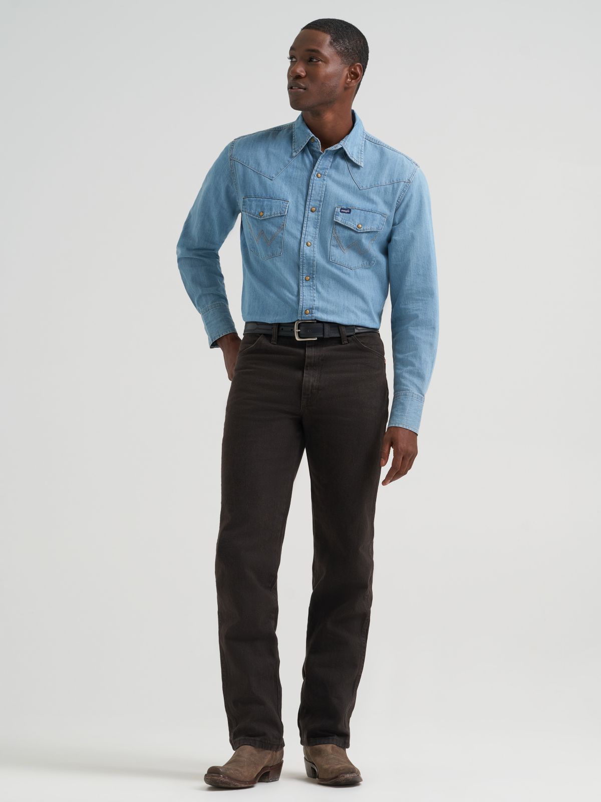 Wrangler 936KCL Cowboy Cut slim fit jean in black chocolate