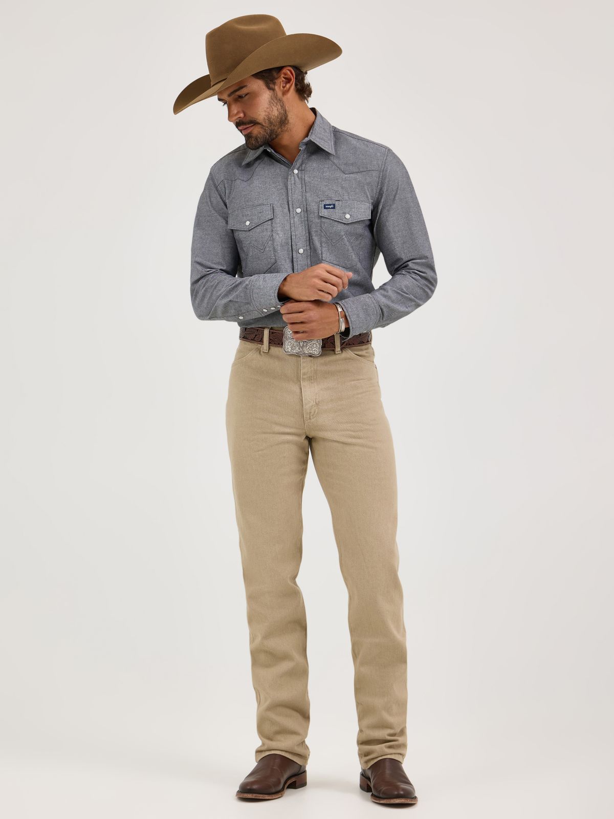 Wrangler 936TAN Cowboy Cut slim fit jean in prewashed tan