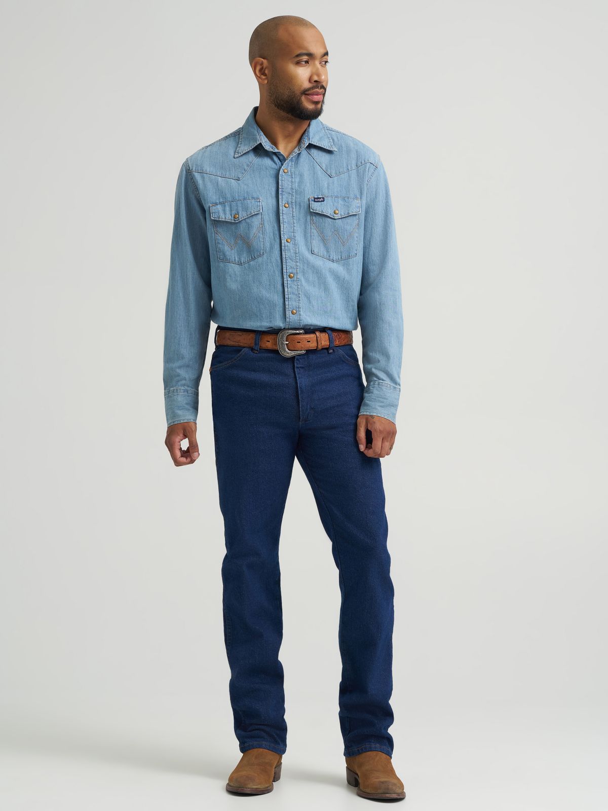 Wrangler 937STR Cowboy Cut stretch slim fit jean in dark stone