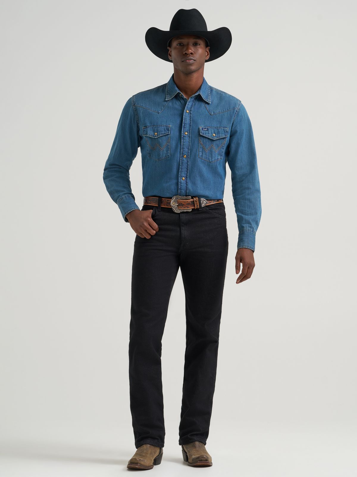 Wrangler 938BLK Cowboy Cut stretch slim fit jean in black