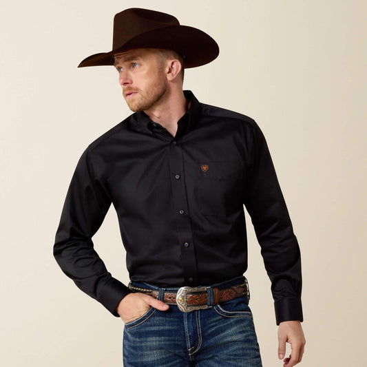 Ariat Men Solid Twill Fitted Shirt Black Style No. 10034229