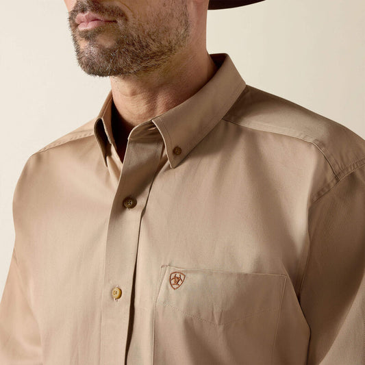 Ariat Men Solid Twill Classic Fit Shirt KHAKI Style No. 10000505