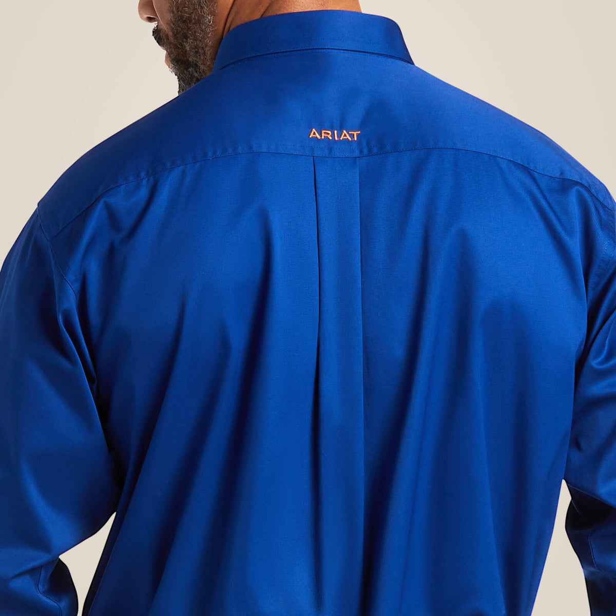 Ariat 10006660 solid twill classic fit shirt in ultramarine, second detail view, available at Teres Western Wear in Dallas