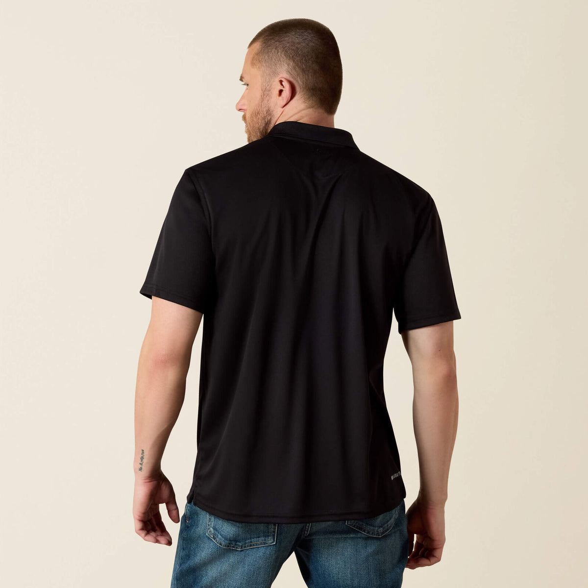 Ariat 10009062 TEK short sleeve polo in black, back view