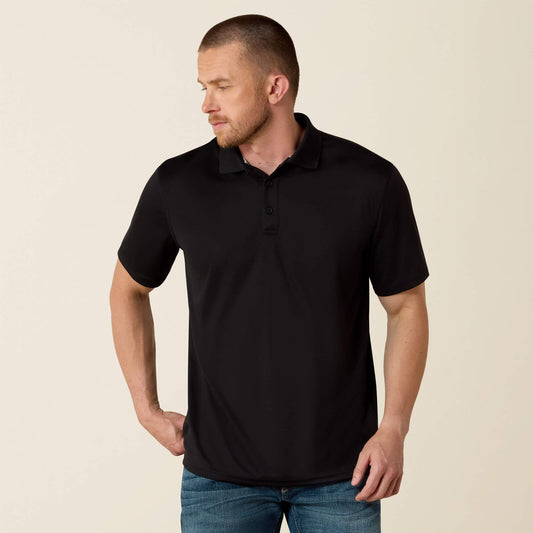 Ariat 10009062 men's TEK short sleeve polo in black, front view