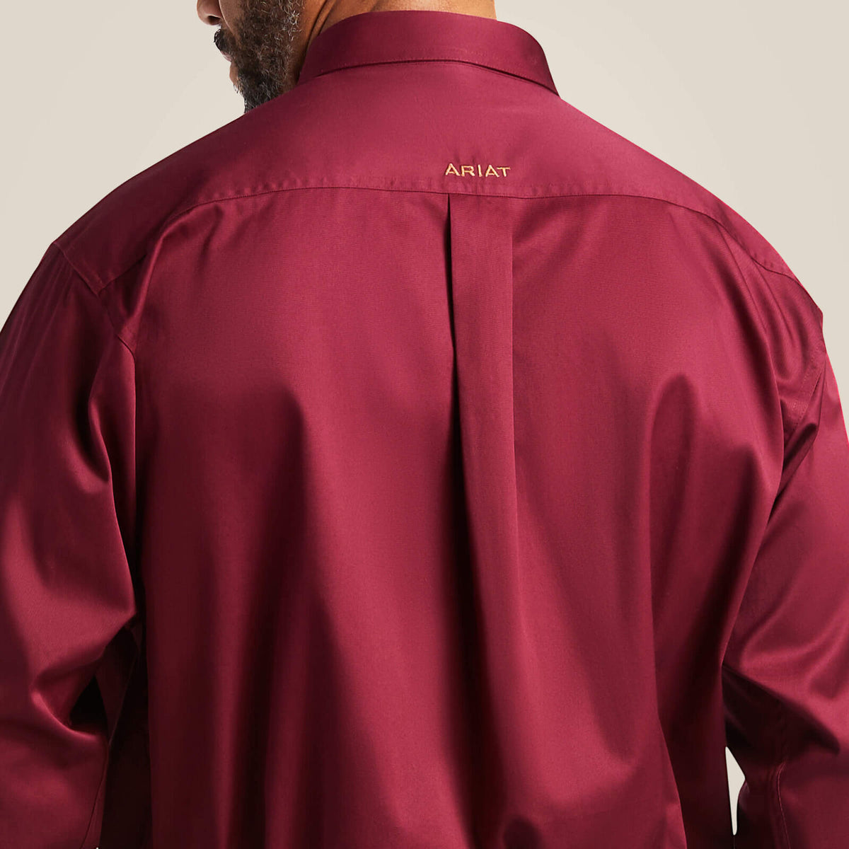 Ariat 10012635 solid twill classic fit shirt in burgundy, view 3
