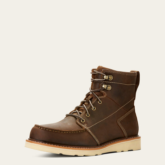 Ariat 10027397 Recon Lace men's boot in distressed brown full-grain leather, three-quarter front view
