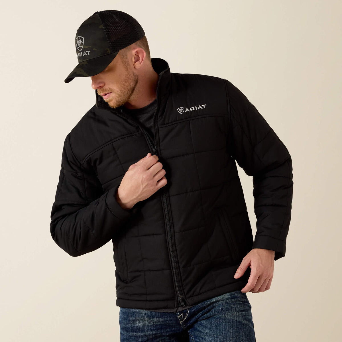 Ariat Men's Crius Insulated Jacket 10028355 in Black, front view