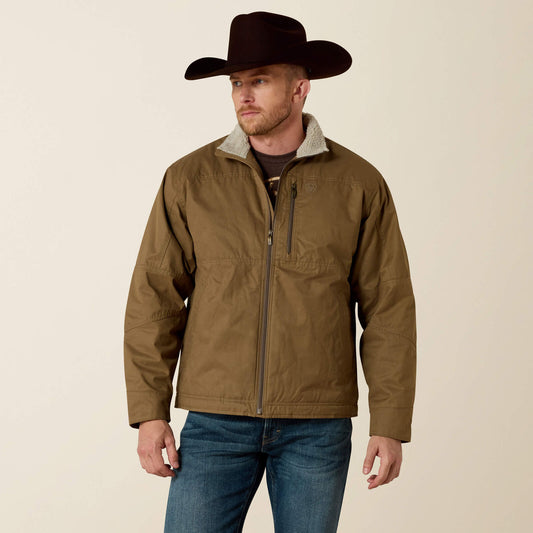 Ariat Men's Grizzly Canvas Insulated Jacket 10028399 in Cub, front view