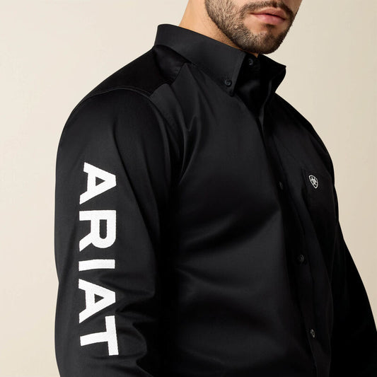 Ariat Men Black Team Logo Twill Fitted Shirt 10034231