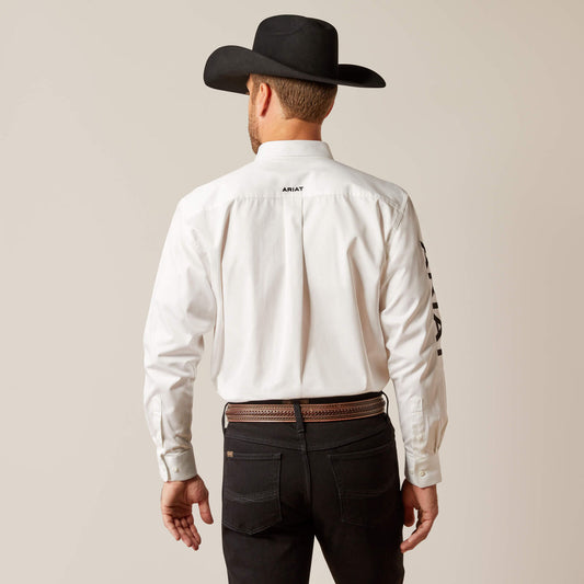 Ariat 10046825 Team Logo Twill classic fit shirt in white, back view