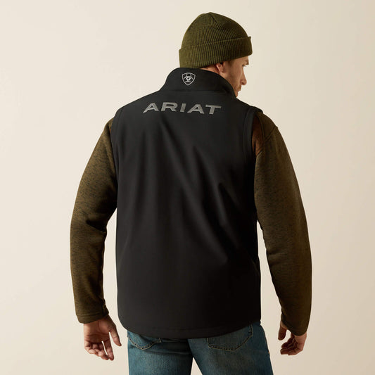 Ariat 10062587 men's Logo Softshell Vest in black, view 2