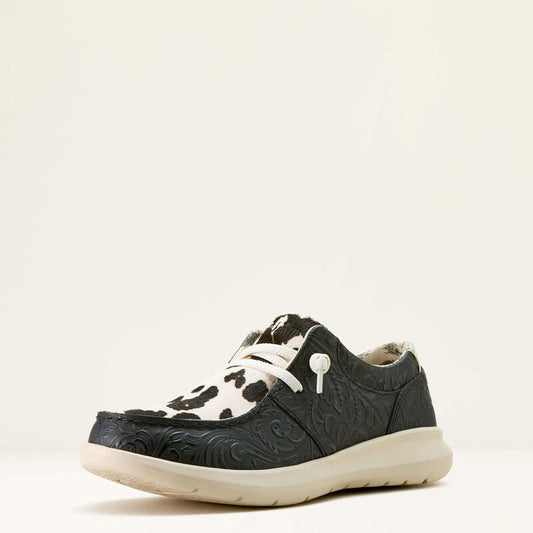 ARIAT WOMEN 10063882 Hilo Shoe BLACK FLORAL EMBOSS|BLACK AND WHITE HAIR ON