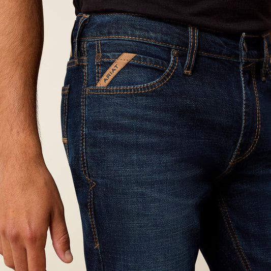 Ariat M8 Modern Brock men's slim straight leg jean in Langston wash, front view
