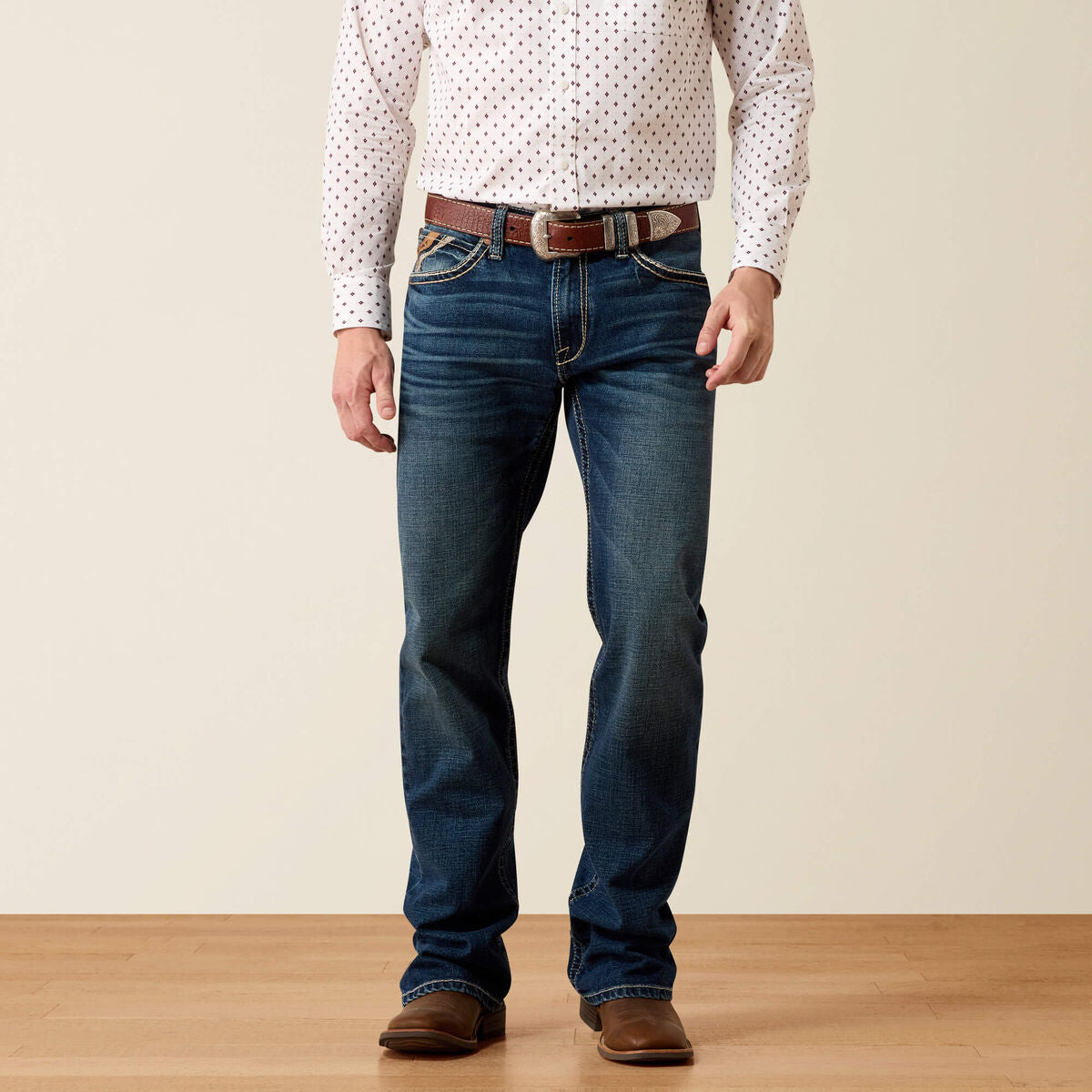 Ariat M4 Crawford men's jean in Silverton wash, front view