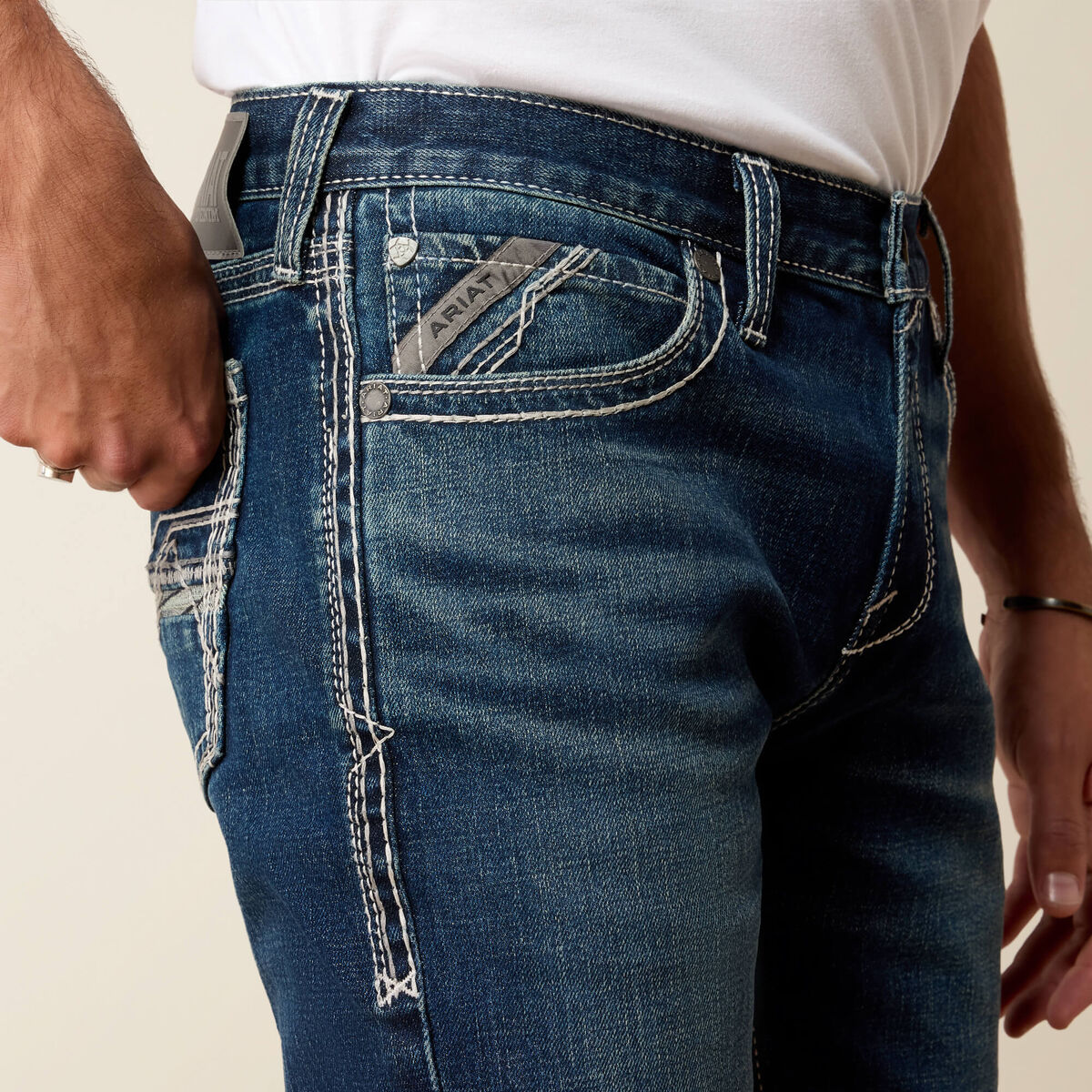 Ariat M7 Slim Christopher men's straight leg jean in James wash, view 4