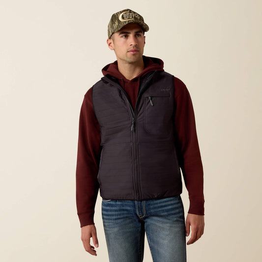 Ariat 10079256 men's Wylie quilted vest in Obsidian, front view