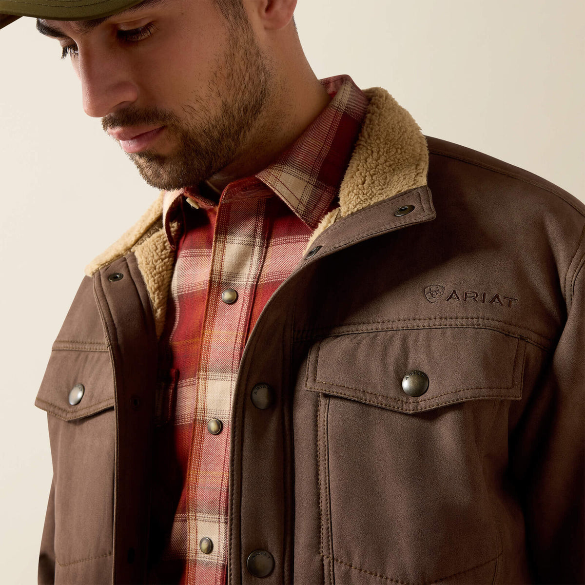 Ariat Vernon Sherpa 2.0 Jacket 10079402 Wren Faux Leather Print, sherpa lining detail