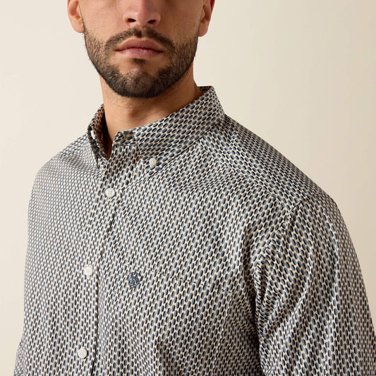 Ariat 10079413 Cliff classic fit shirt in white multi geometric print, view 2