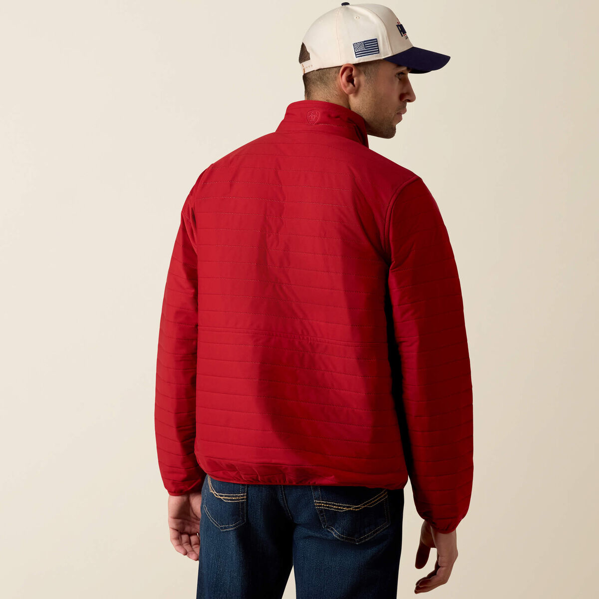 Ariat 10079871 men's Wylie jacket in Red Dalia, back view