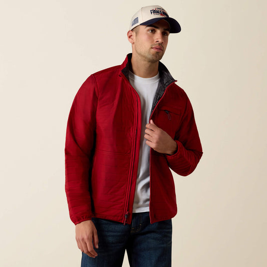 Ariat 10079871 men's Wylie quilted jacket in Red Dalia, front view