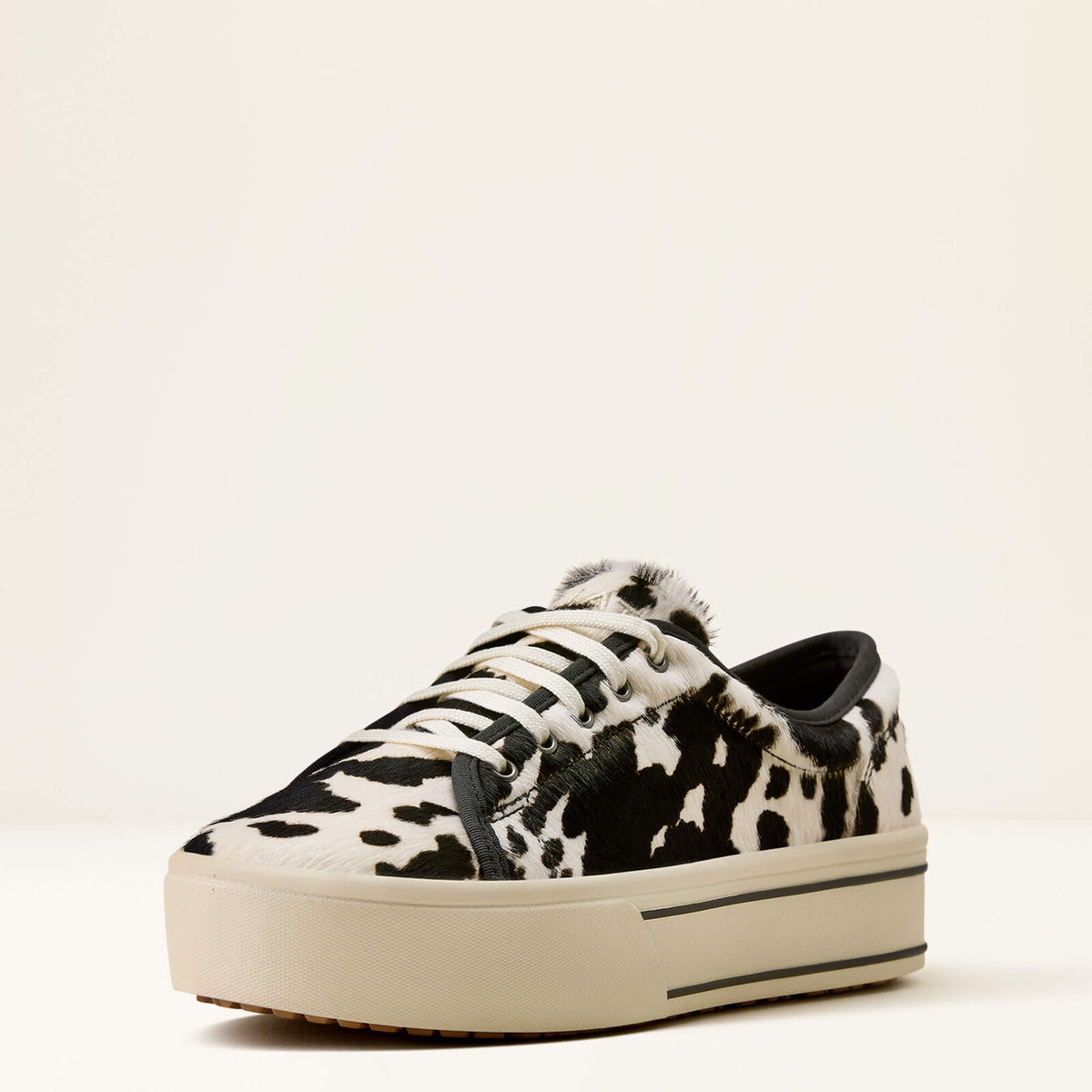 Ariat 10080404 women's Skylar shoe in black and white hair-on cowhide, front view