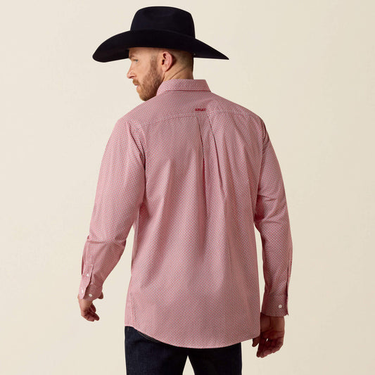 Ariat 10080706 Nordin classic fit shirt in Flame Scarlet Geo, back view