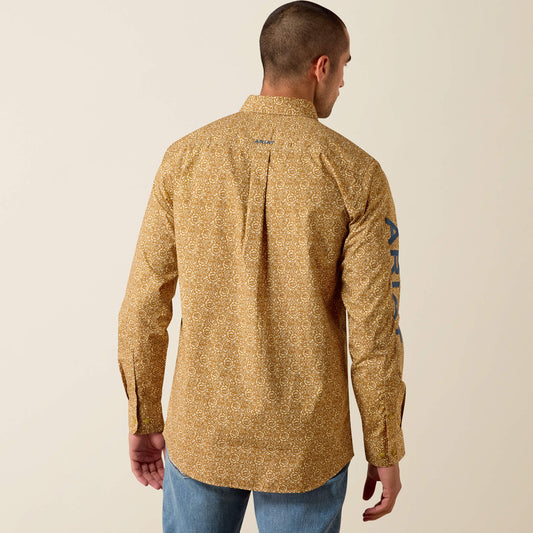 Ariat 10080717 men's Team Earl Fitted Shirt in curry floral print, back view