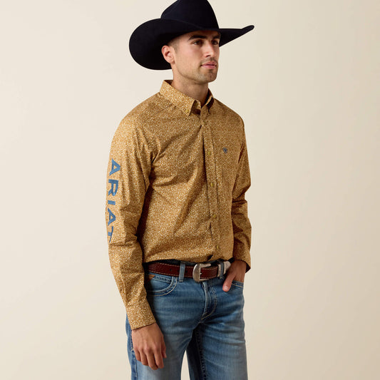 Ariat 10080717 men's Team Earl Fitted Shirt in curry floral print, front view