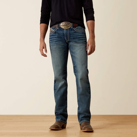 Ariat M5 Reid men's straight fit non-stretch jean in Durango wash, front view