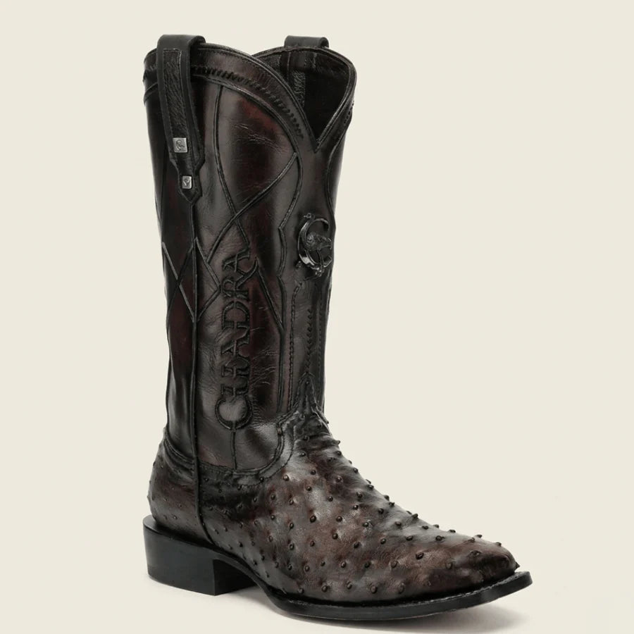 Cuadra Men Gold Ostrich Embroider & Woven Square Toe CC352