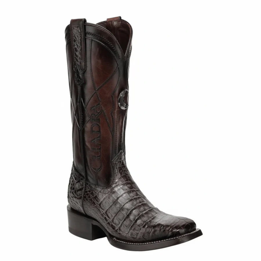 Cuadra Men Grey Caiman Focus Embroider & Woven Square Toe CC353
