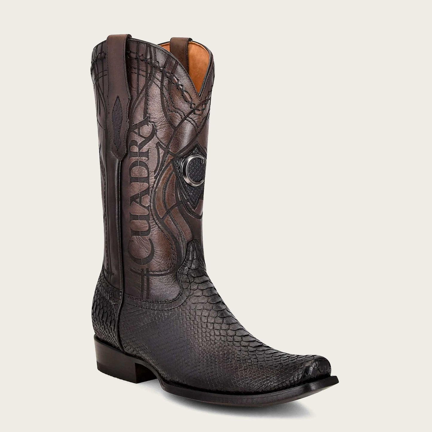 CUADRA BOOT MN PLUNGE BLACK PYTHON LASSER EMBROIDERY NARROW MODEL CU607