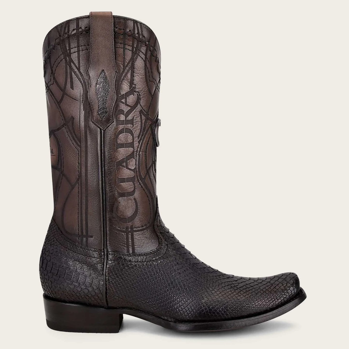 CUADRA BOOT MN PLUNGE BLACK PYTHON LASSER EMBROIDERY NARROW MODEL CU607