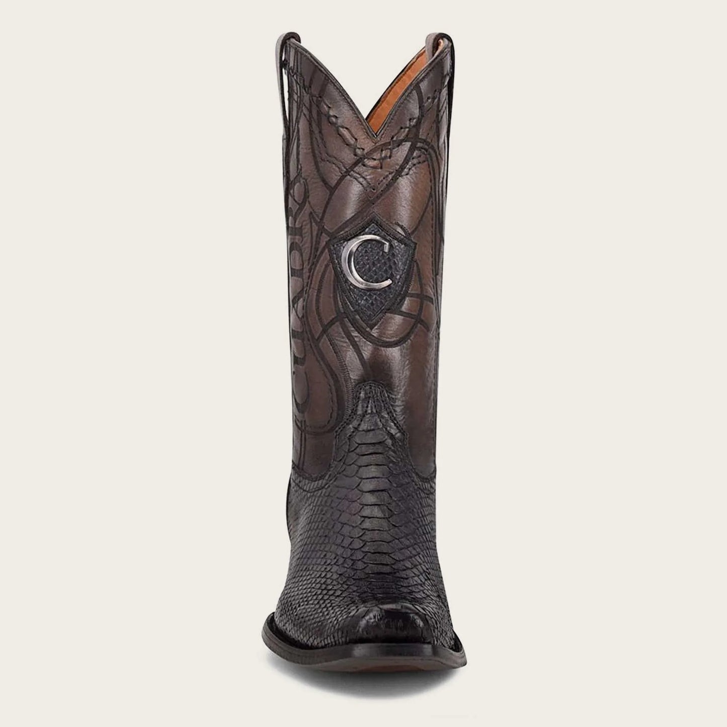 CUADRA BOOT MN PLUNGE BLACK PYTHON LASSER EMBROIDERY NARROW MODEL CU607