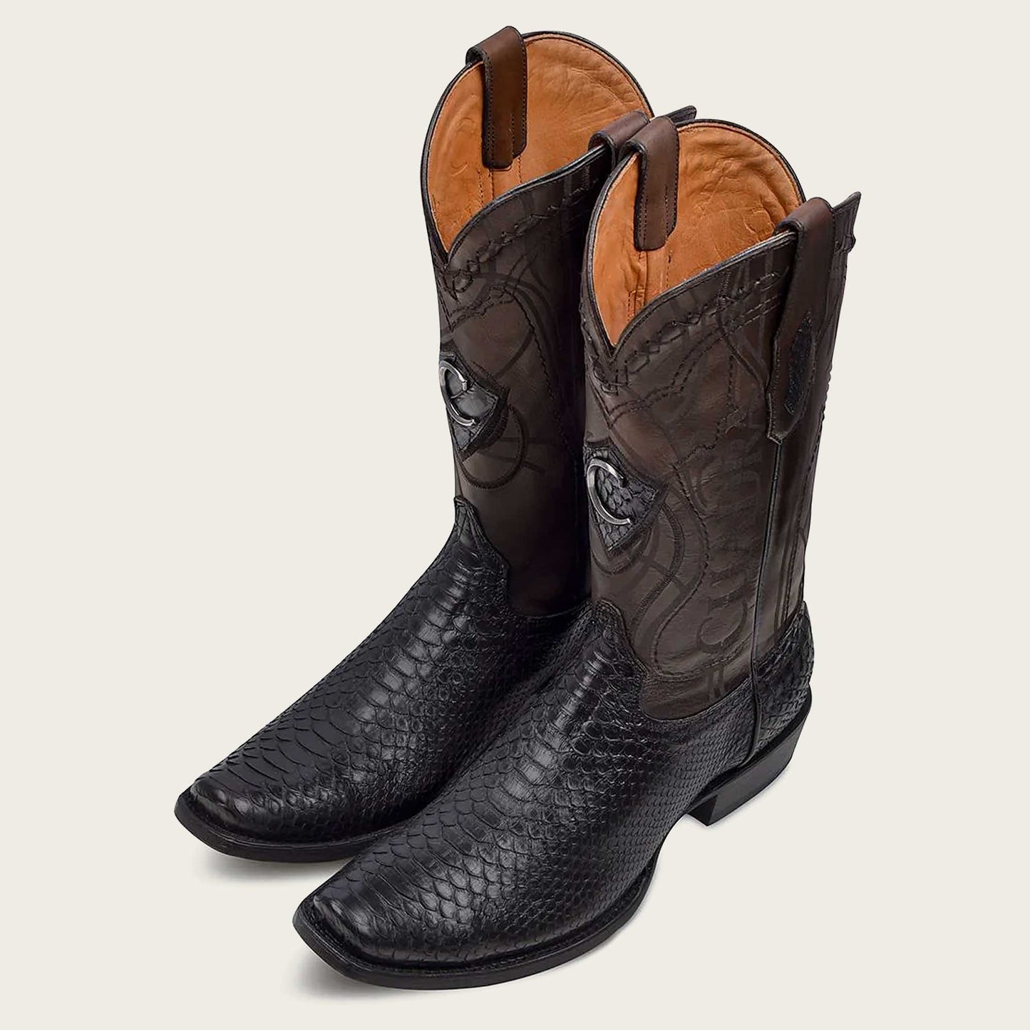 CUADRA BOOT MN PLUNGE BLACK PYTHON LASSER EMBROIDERY NARROW MODEL CU607