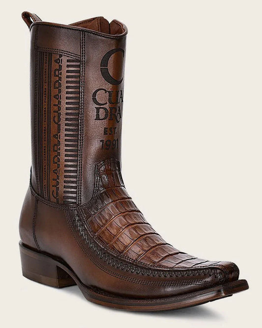 CUADRA CU698 EE MEN BROWN CAIMAN LASER & WOVEN NARROW SQUARE TOE