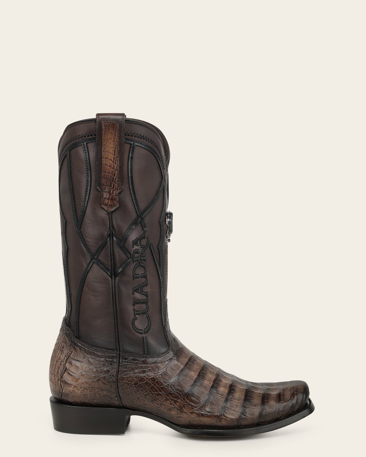 Cuadra CC292 men's honey caiman fuscus leather western boot, side view