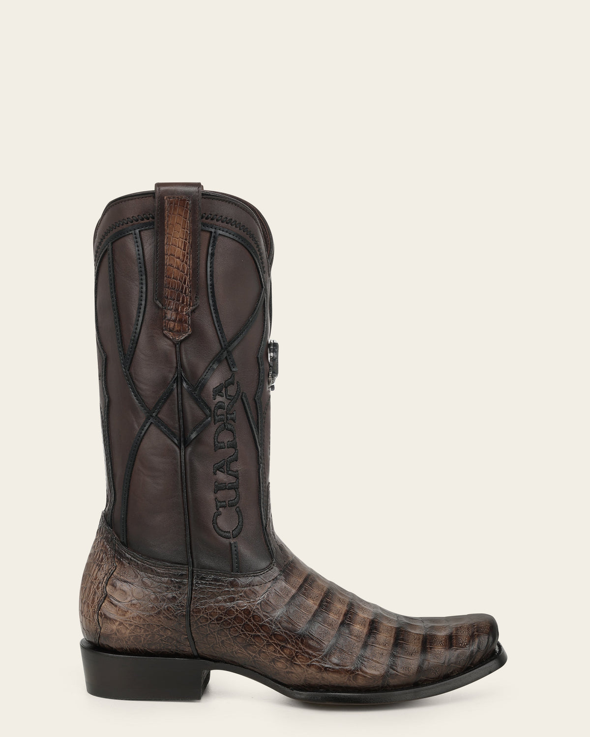 Cuadra CC292 men's honey caiman fuscus leather western boot, side view