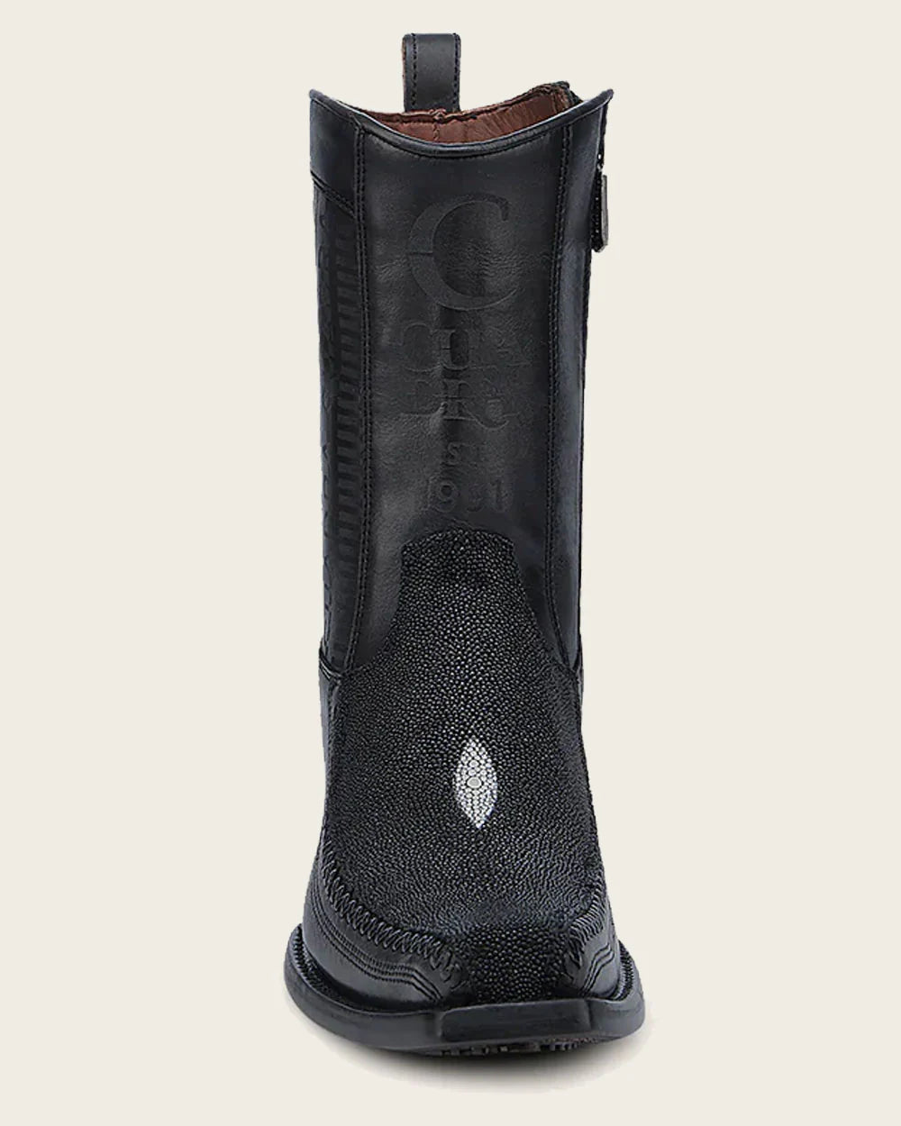 CUADRA  BLACK STINGRAY LASER & WOVEN NARROW SQUARE TOE MN CHO CU783
