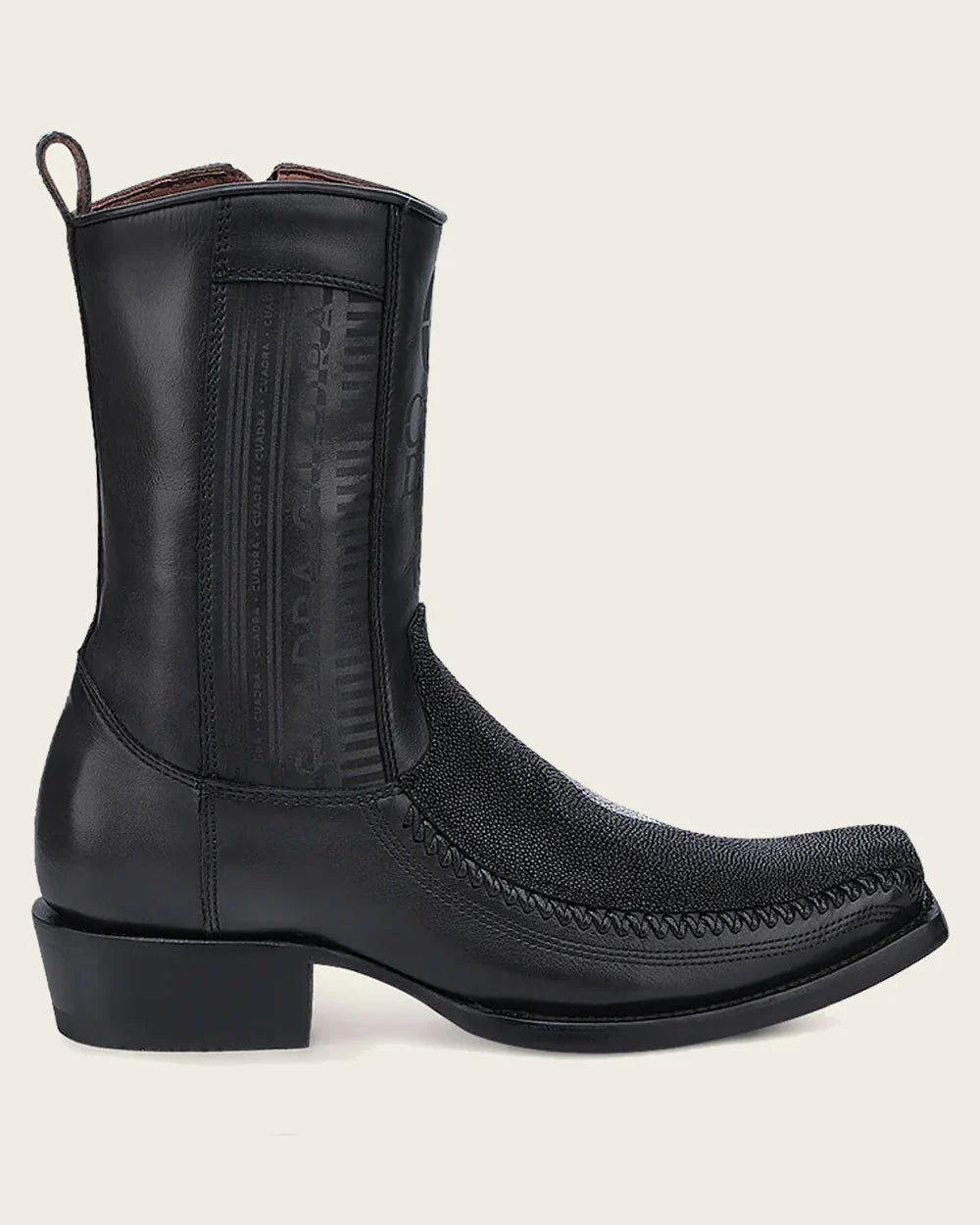 CUADRA  BLACK STINGRAY LASER & WOVEN NARROW SQUARE TOE MN CHO CU783