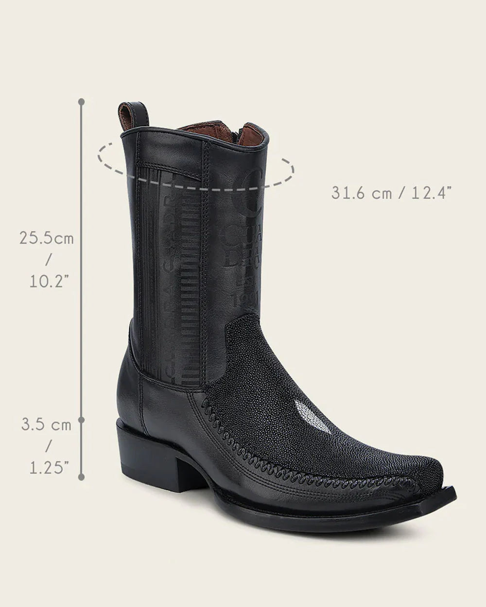 CUADRA  BLACK STINGRAY LASER & WOVEN NARROW SQUARE TOE MN CHO CU783