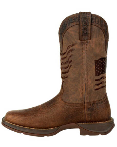 DURANGO® REBEL BROWN DISTRESSED FLAG EMBROIDERY WESTERN BOOT DDB0314