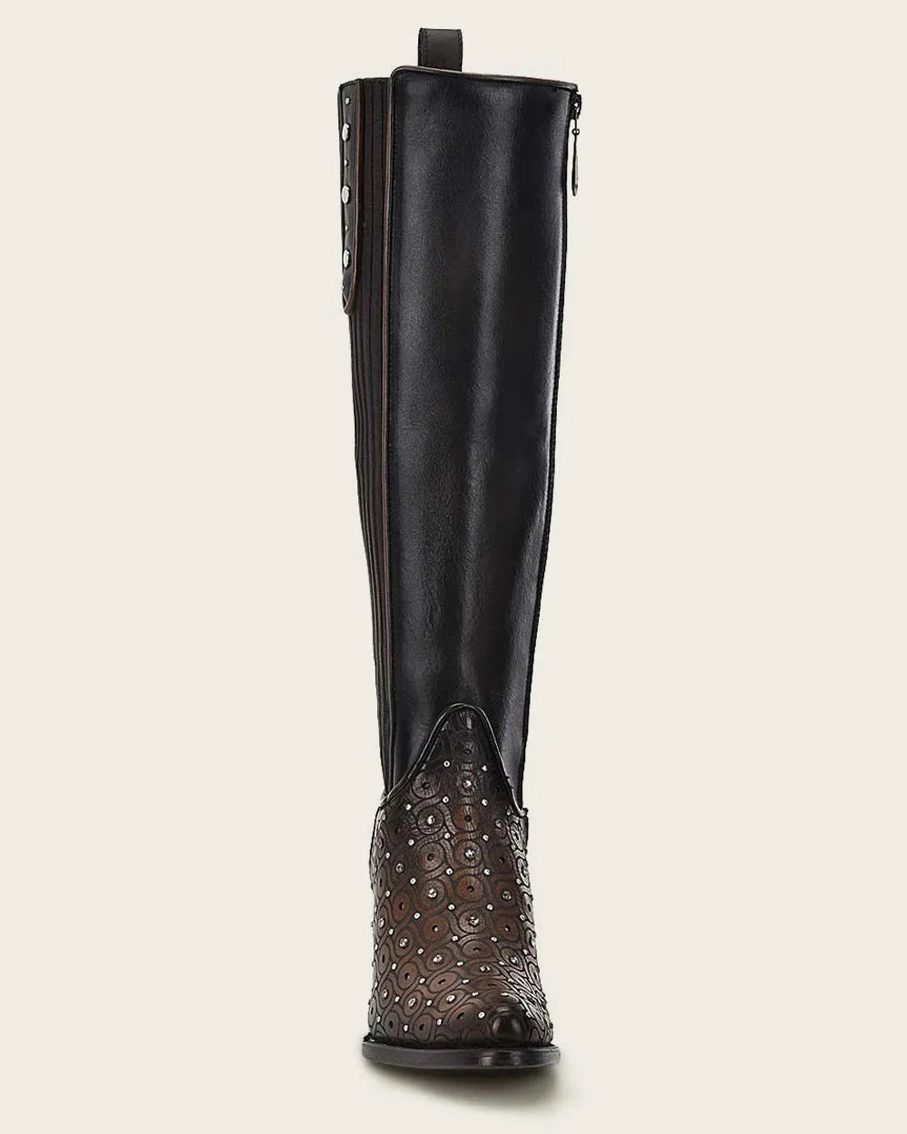 CU759--M CUADRA LADY BROWN & BLACK COWHIDE ZIPPER & STUDS & LASER BOOT 3F0BRS