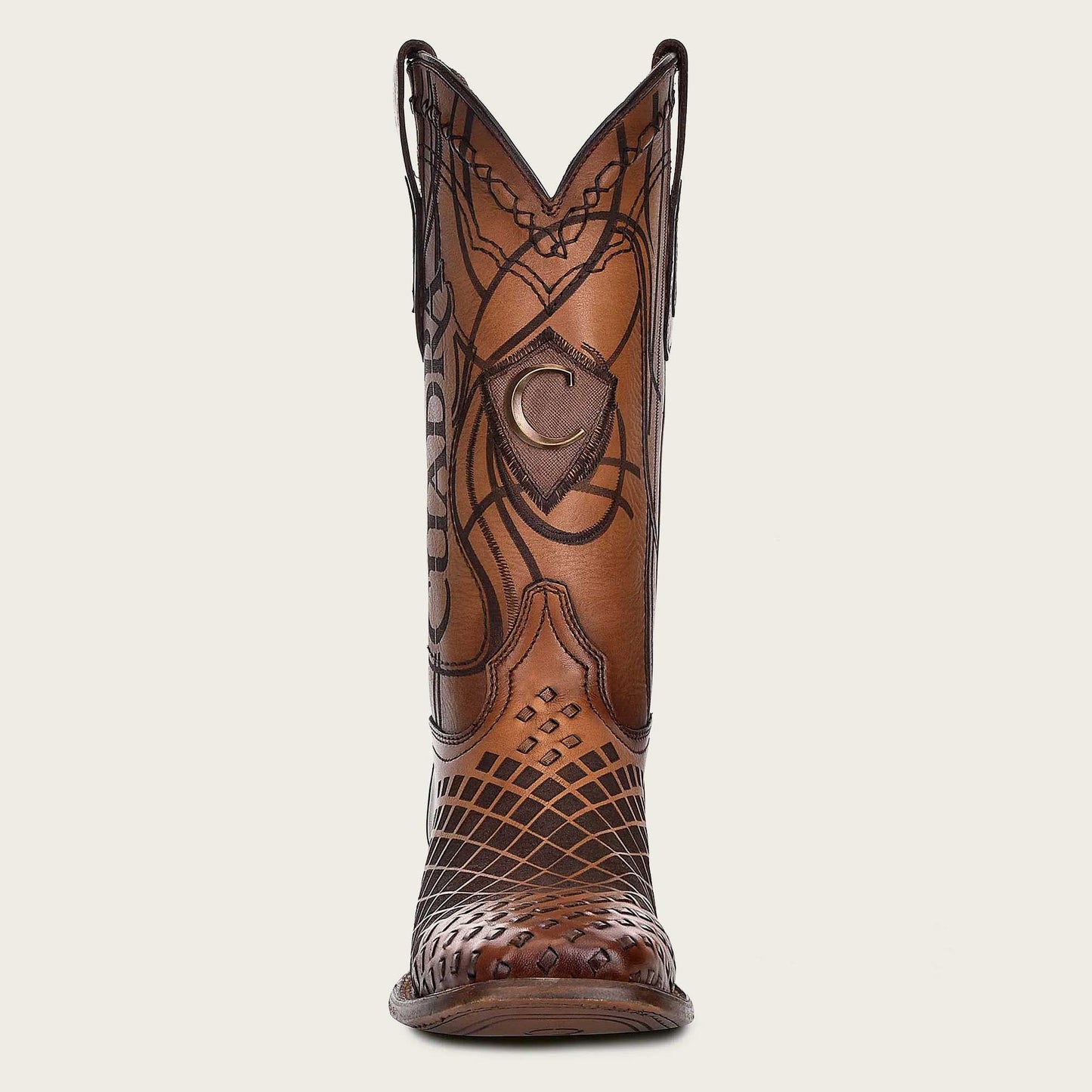 CUADRA BOOT MIEL Engraved honey leather western boots Model 3Z02RS