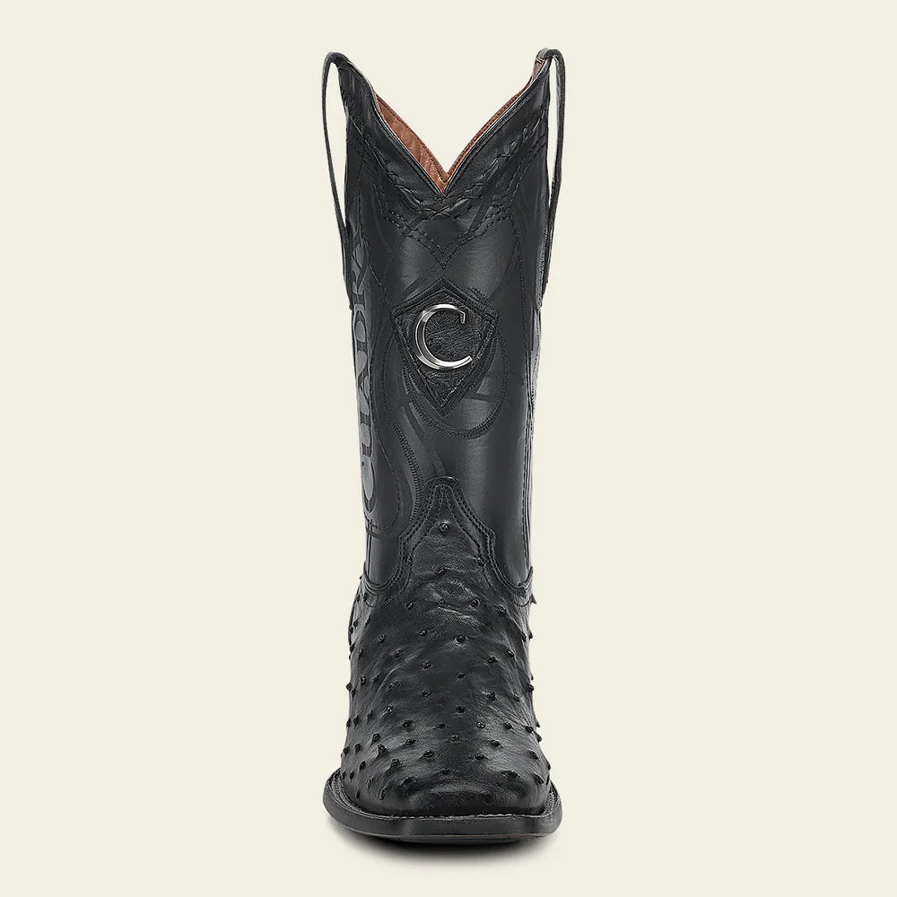 CUADRA MEN BLACK OSTRICH LASSER SQ TOE CU662