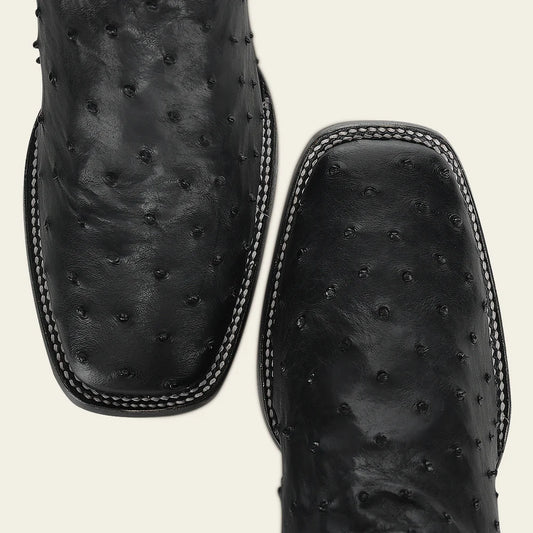 CUADRA MEN BLACK OSTRICH LASSER SQ TOE CU662