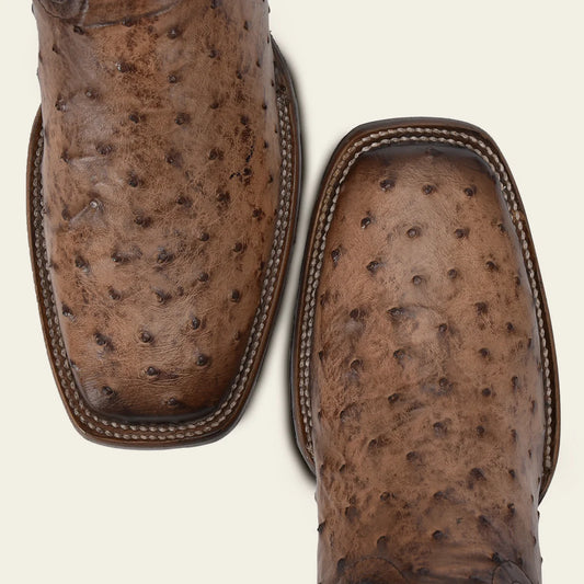 CUADRA LUGANO BROWN OSTRICH EMBROIDERY & LASER CU744