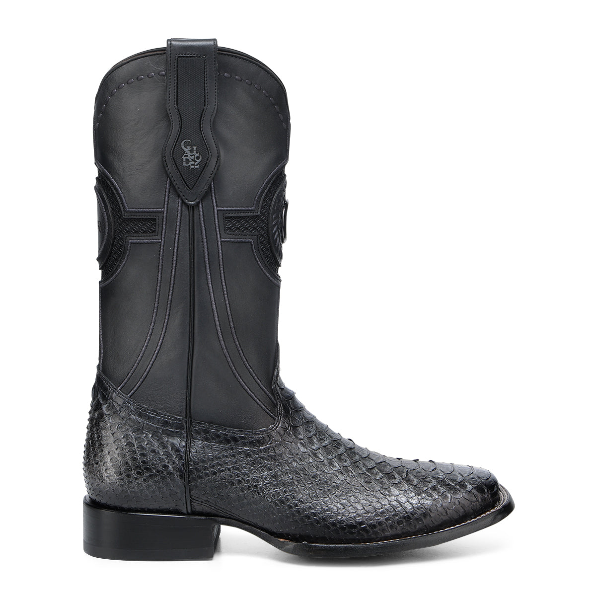 Cuadra CC288-L black and gray python cowboy boot, outer side profile